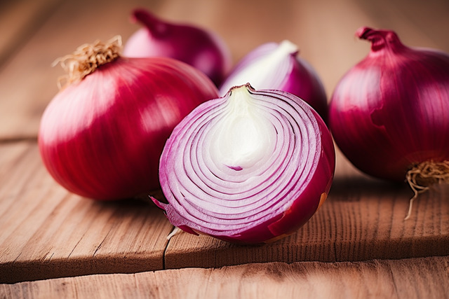 pngtree red onions on a wooden surface image 13182489